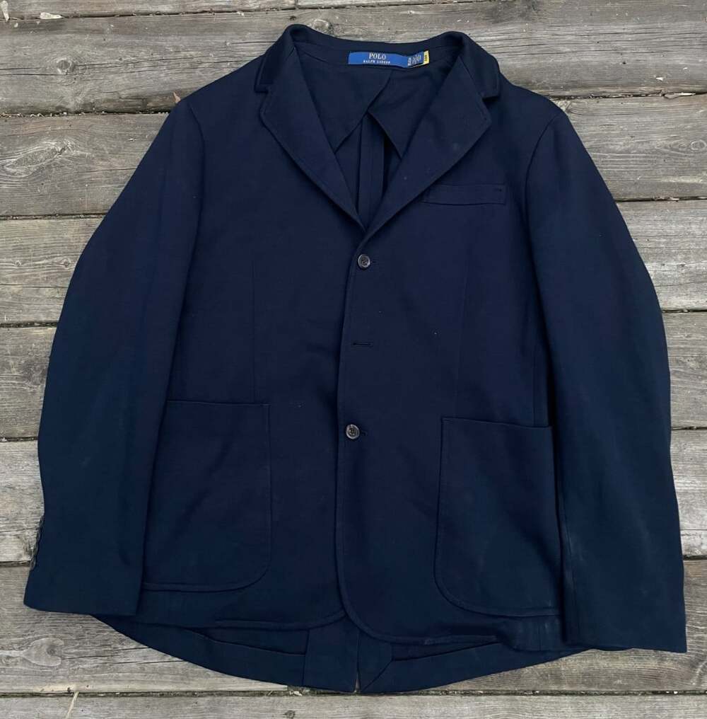 POLO Ralph Lauren knit blazer cardigan XL navy blue 100% cotton